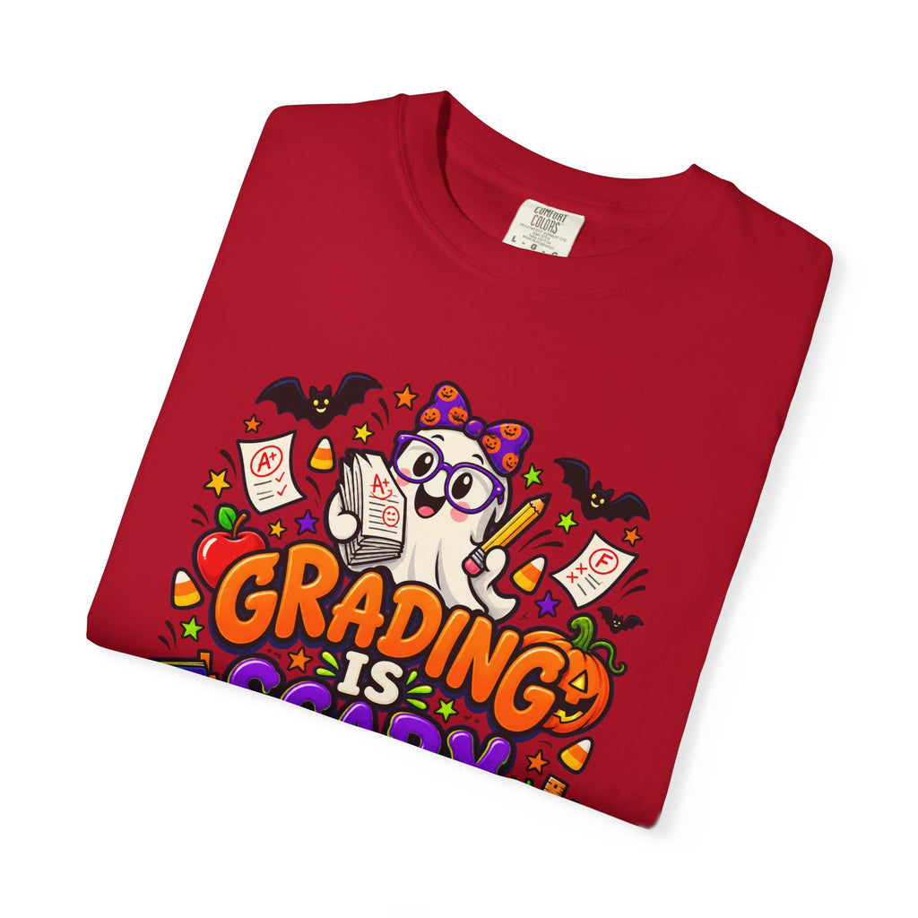 Grading Is Scary Enough T-Shirt — Halloween Teacher Funny Tee