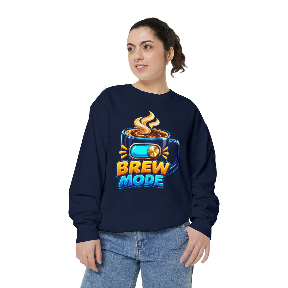 Brew Mode Coffee Lover Crewneck Sweatshirt ☕️ | Cozy Coffee Graphic Pullover
