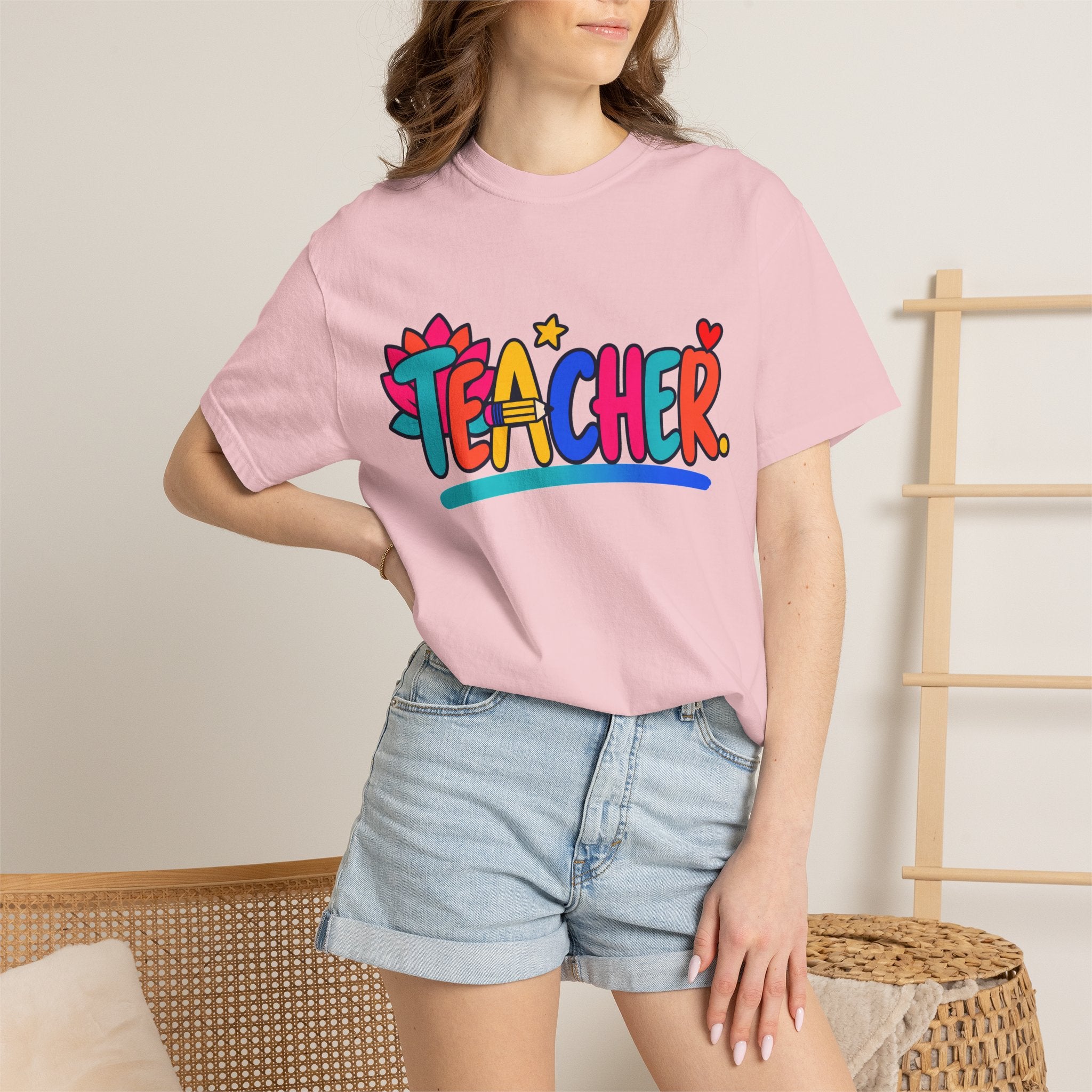 Colorful Teacher Comfort Colors® Heavyweight Tee 🍎✏️
