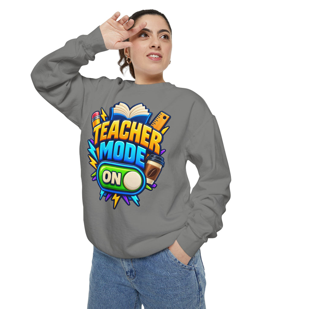 Teacher Mode On Sweatshirt 📚☕ | Funny Teacher Crewneck