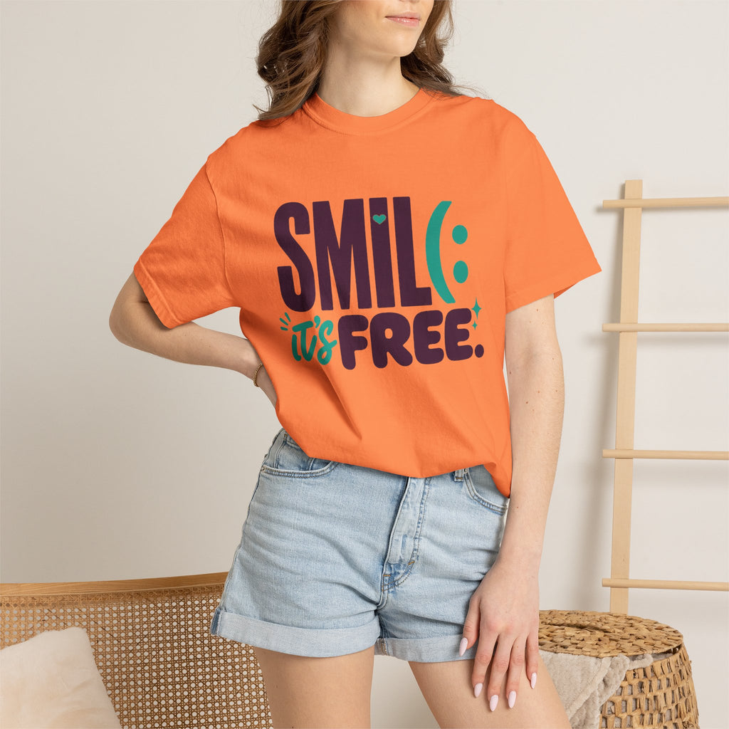 SMIL(: IT’S FREE. Plum & Teal Garment-Dyed Graphic Tee