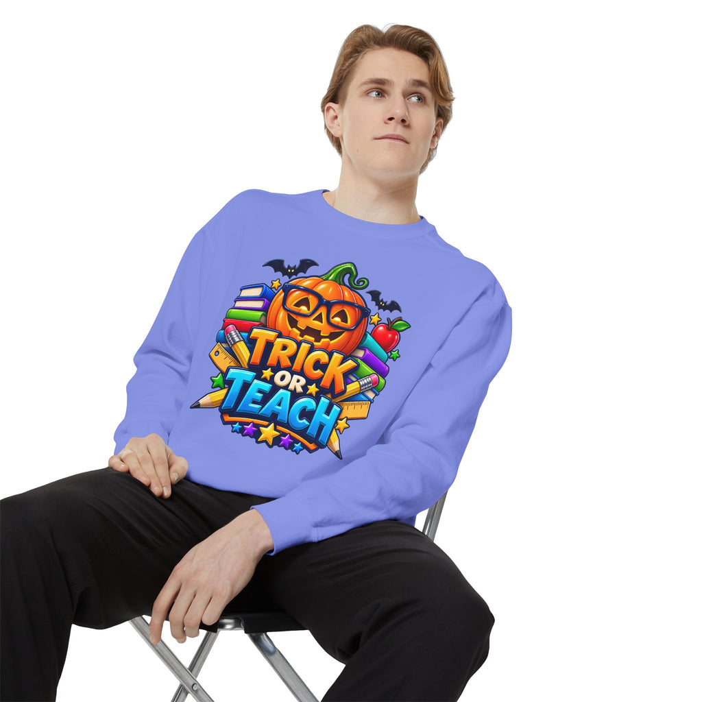 Trick or Teach Halloween Teacher Sweatshirt 🎃📚 | Pumpkin School Crewneck