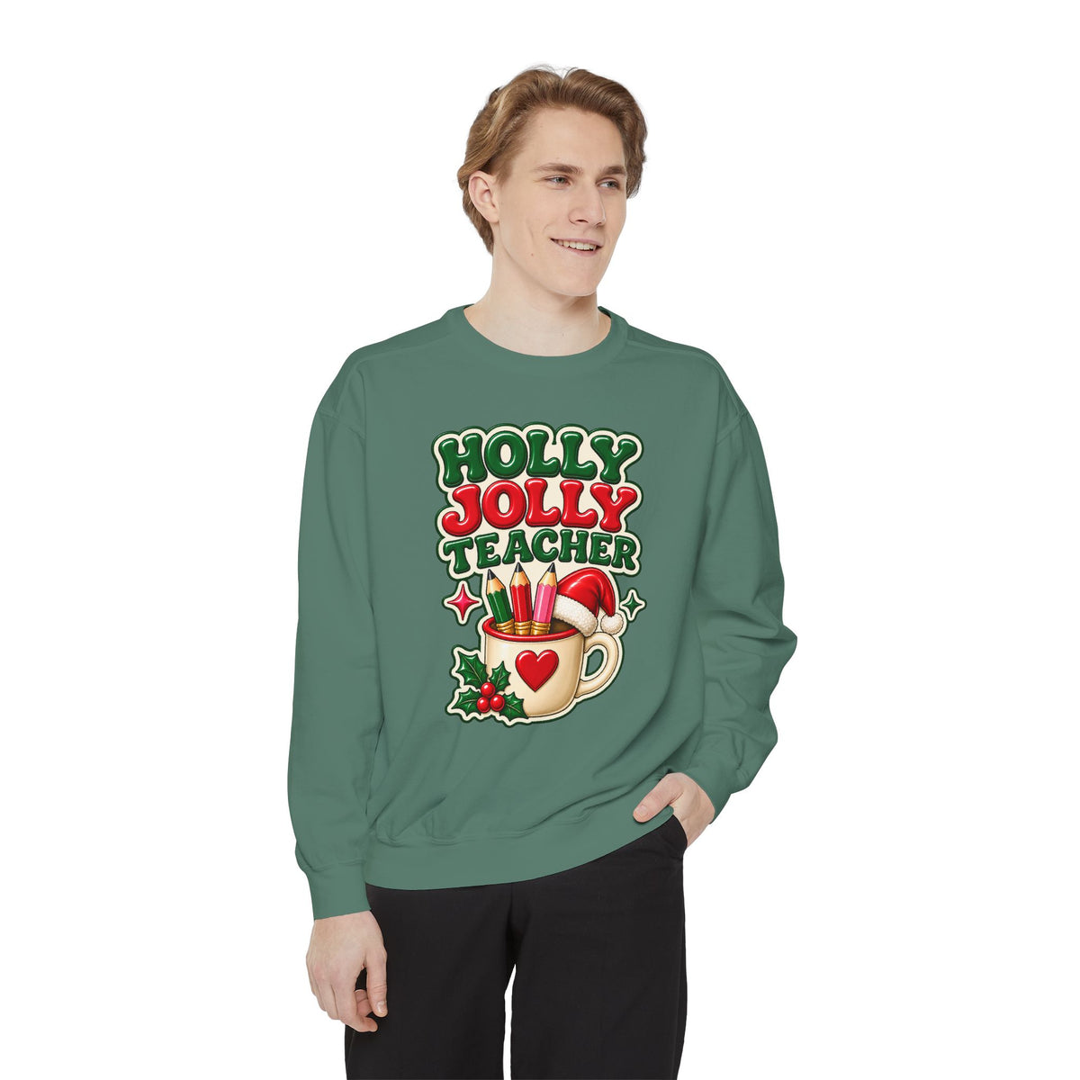 Holly Jolly Teacher Sweatshirt – Christmas Mug Holiday Teacher Gift