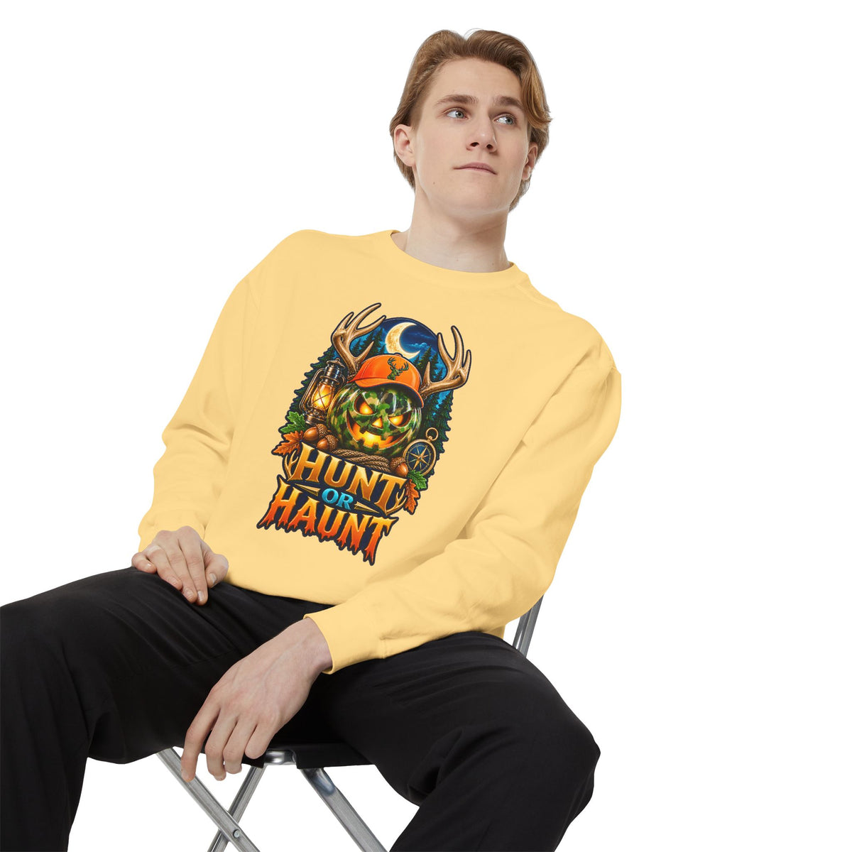Hunt or Haunt Halloween Sweatshirt 🎃🍂 | Pumpkin Outdoor Crewneck