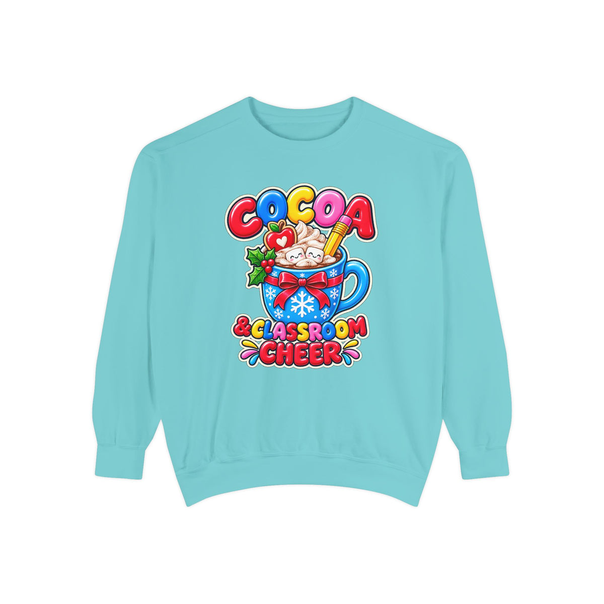 Cocoa and Classroom Cheer Christmas Sweatshirt ☕🍎❄️
