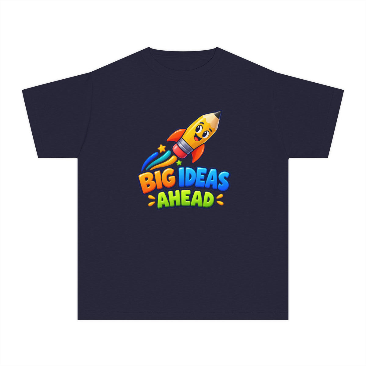 🚀 Big Ideas Ahead Rocket Pencil Kids Tee