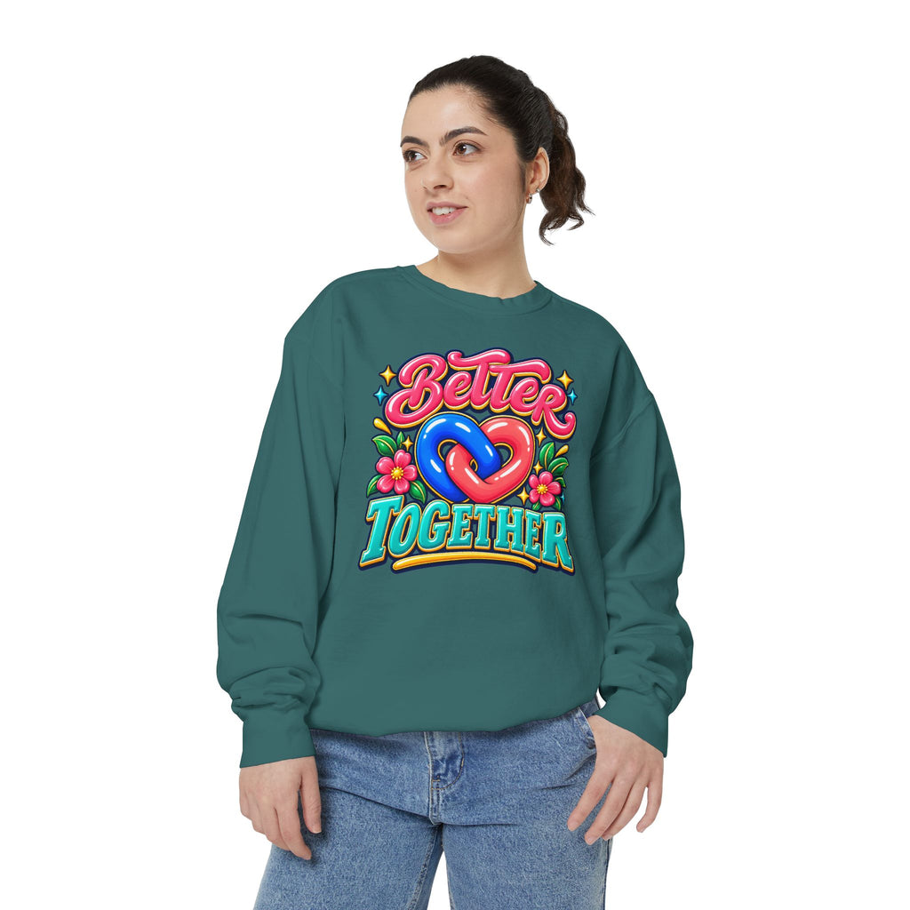 Better Together Heart Sweatshirt — Yellow & Aqua