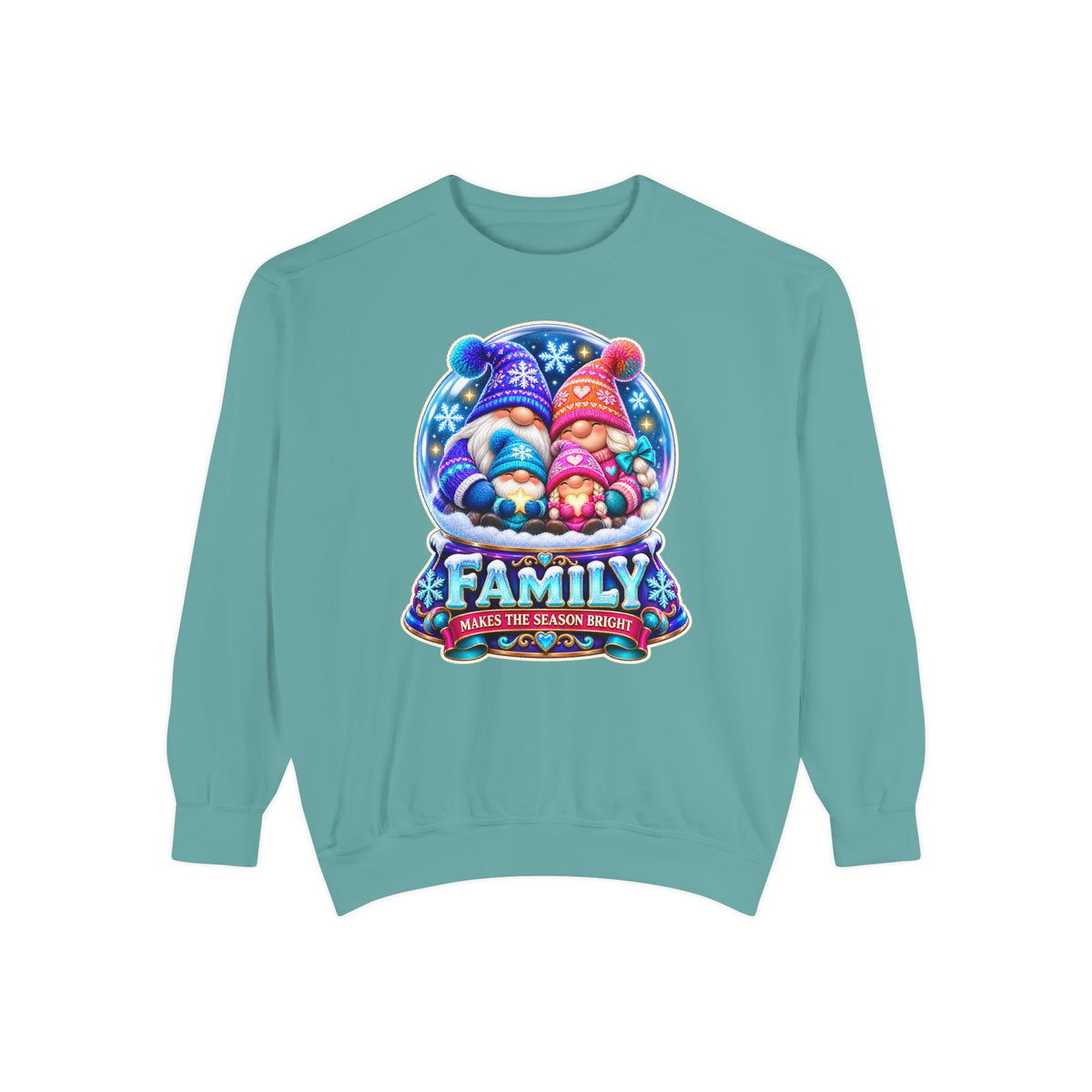 Family Gnome Christmas Sweatshirt "Family Makes the Season Bright"
