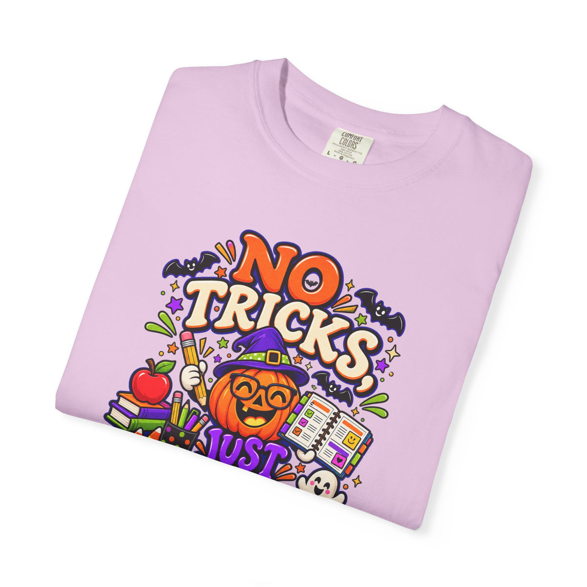 Halloween Teacher T-Shirt - "No Tricks, Just Lesson Plans"