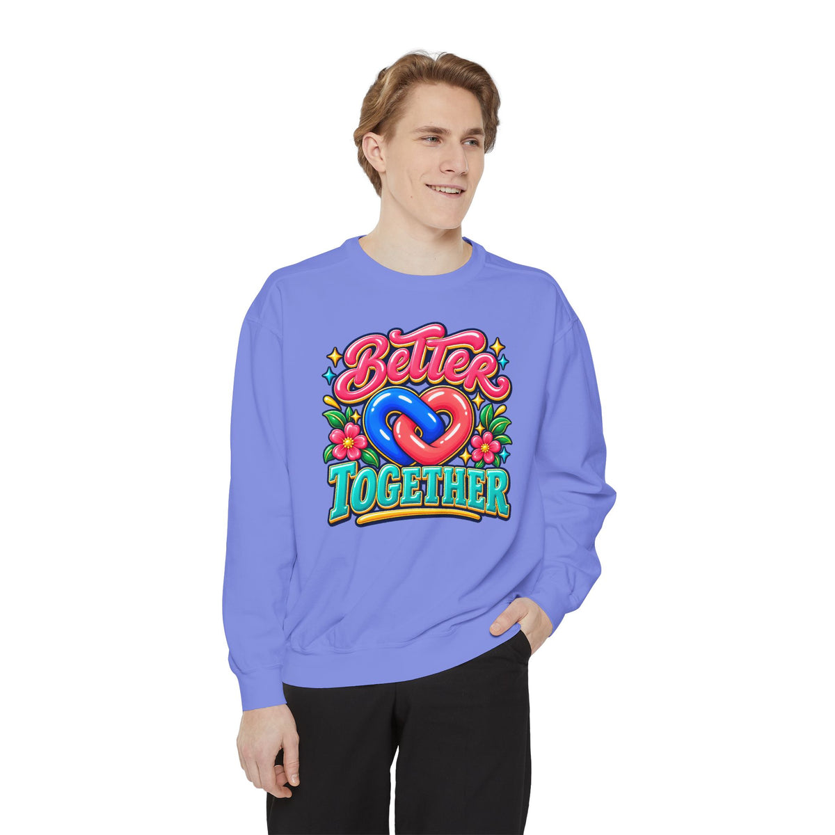 Better Together Heart Sweatshirt — Yellow & Aqua
