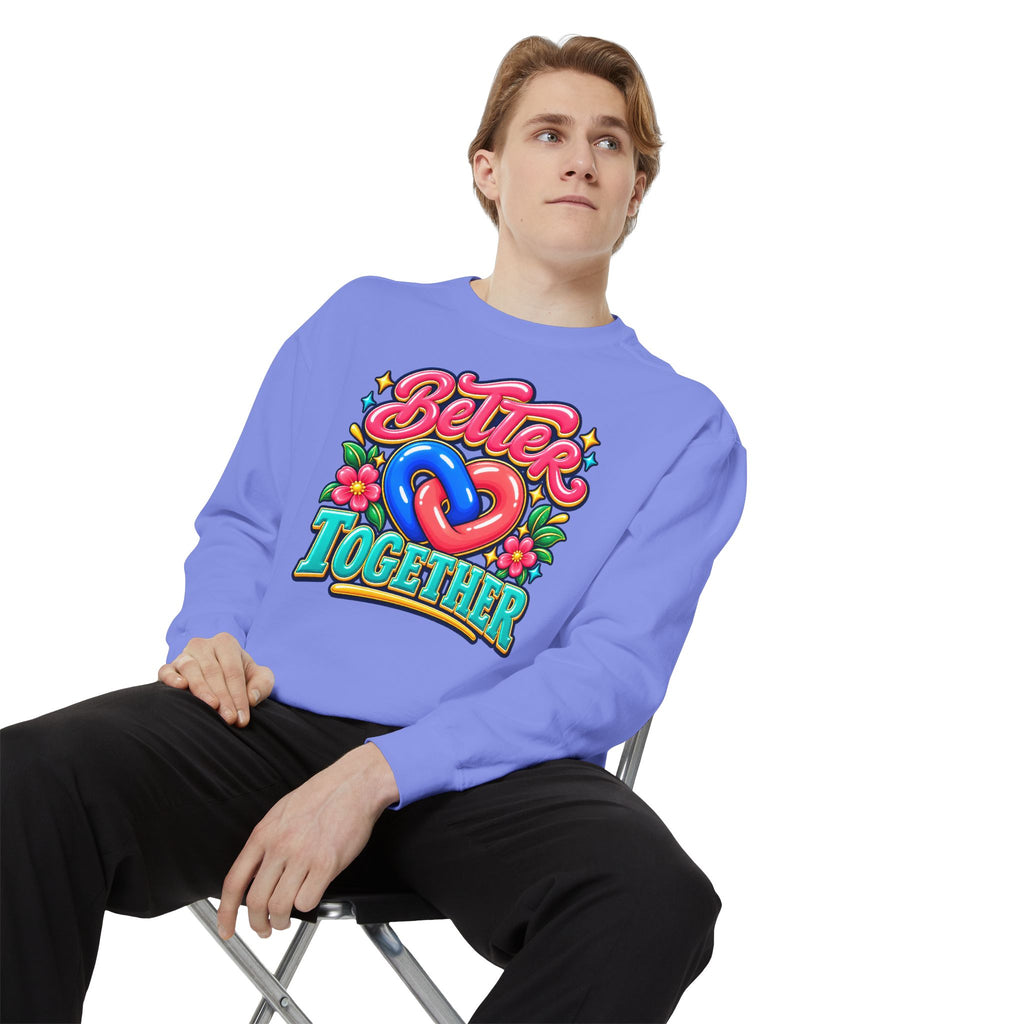 Better Together Heart Sweatshirt — Yellow & Aqua