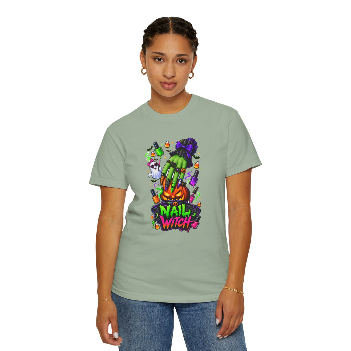 Nail Witch Halloween Tee – Adult Unisex Nail Tech & Beauty Salon Shirt