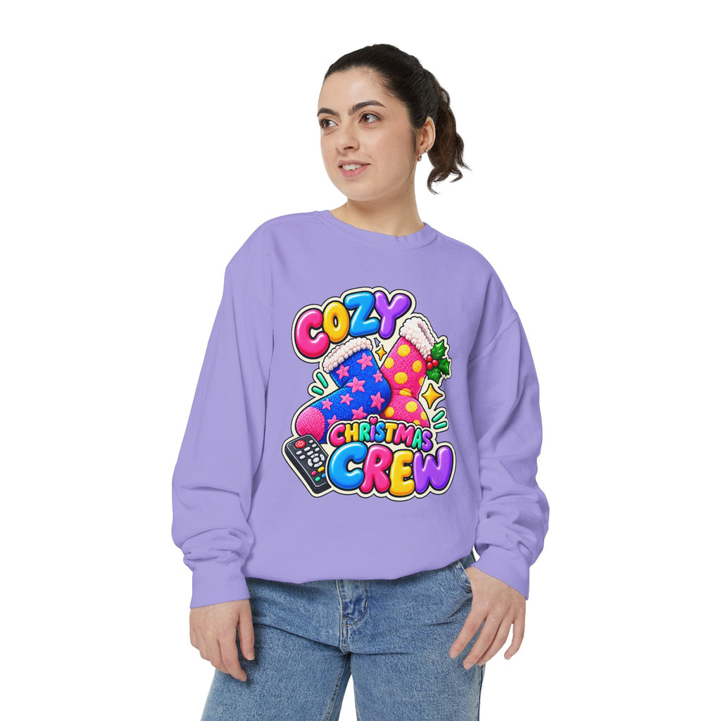 Cozy Christmas Crew Crewneck Sweatshirt 🧦🎄📺