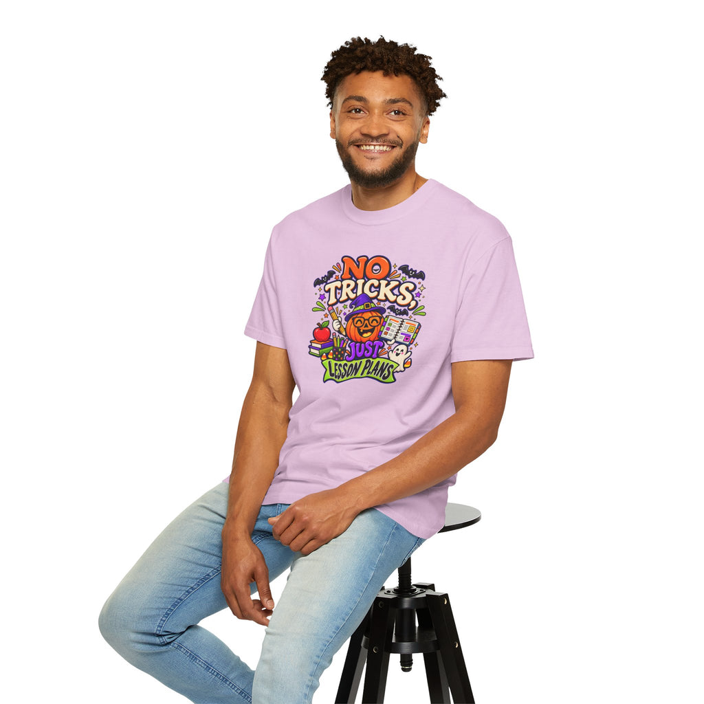 Halloween Teacher T-Shirt - "No Tricks, Just Lesson Plans"