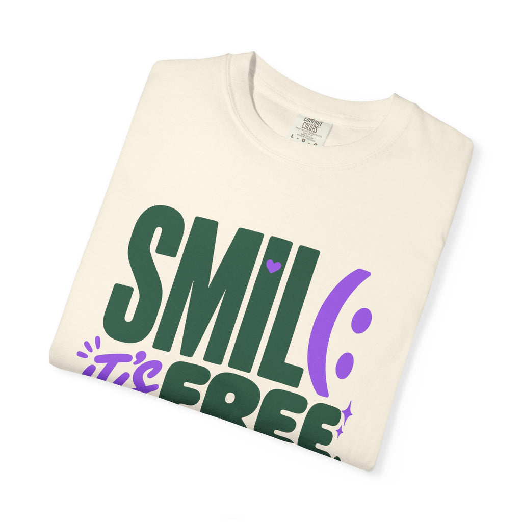 SMIL(: IT’S FREE. Forest Green & Purple Garment-Dyed Graphic Tee