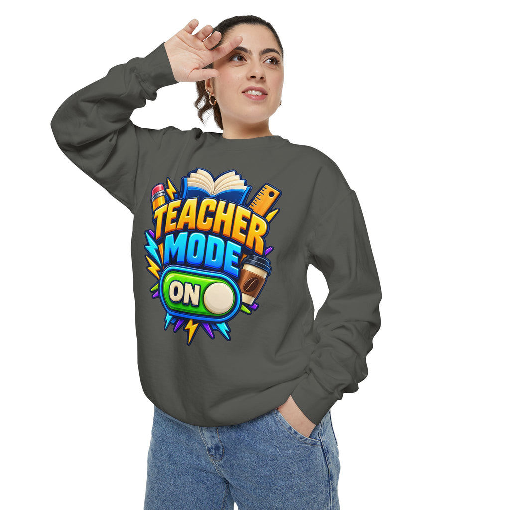 Teacher Mode On Sweatshirt 📚☕ | Funny Teacher Crewneck