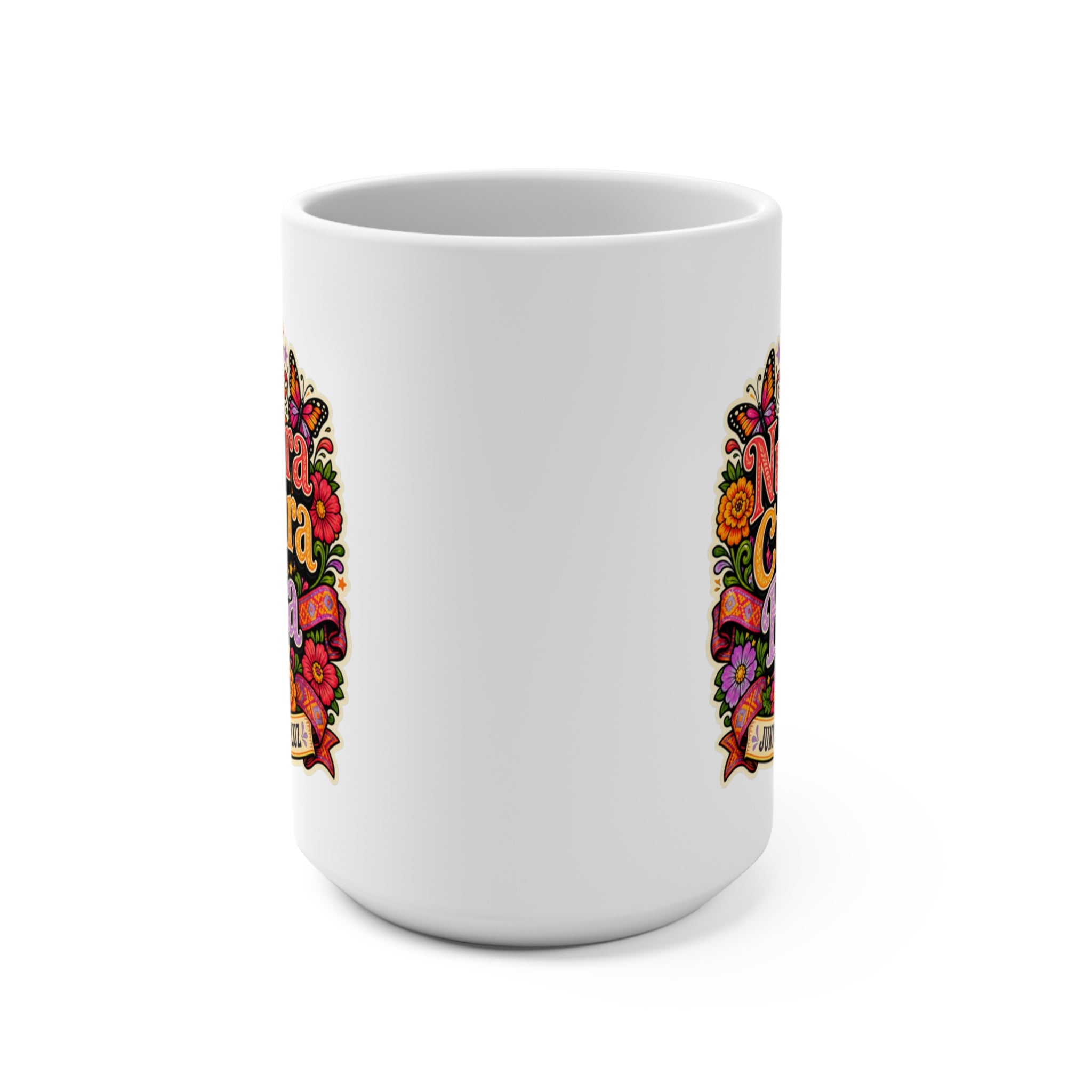 Nuestra Cultura Brilla Mug - Juntos Somos Luz Coffee Cup - Hispanic Heritage Gift for Latinas, Latino Families and Cultural Pride