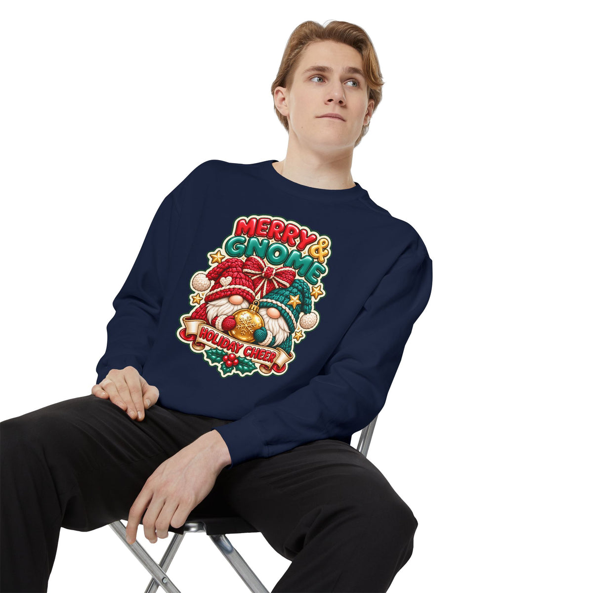 Merry and Gnome Holiday Cheer Sweatshirt — Cute Christmas Design