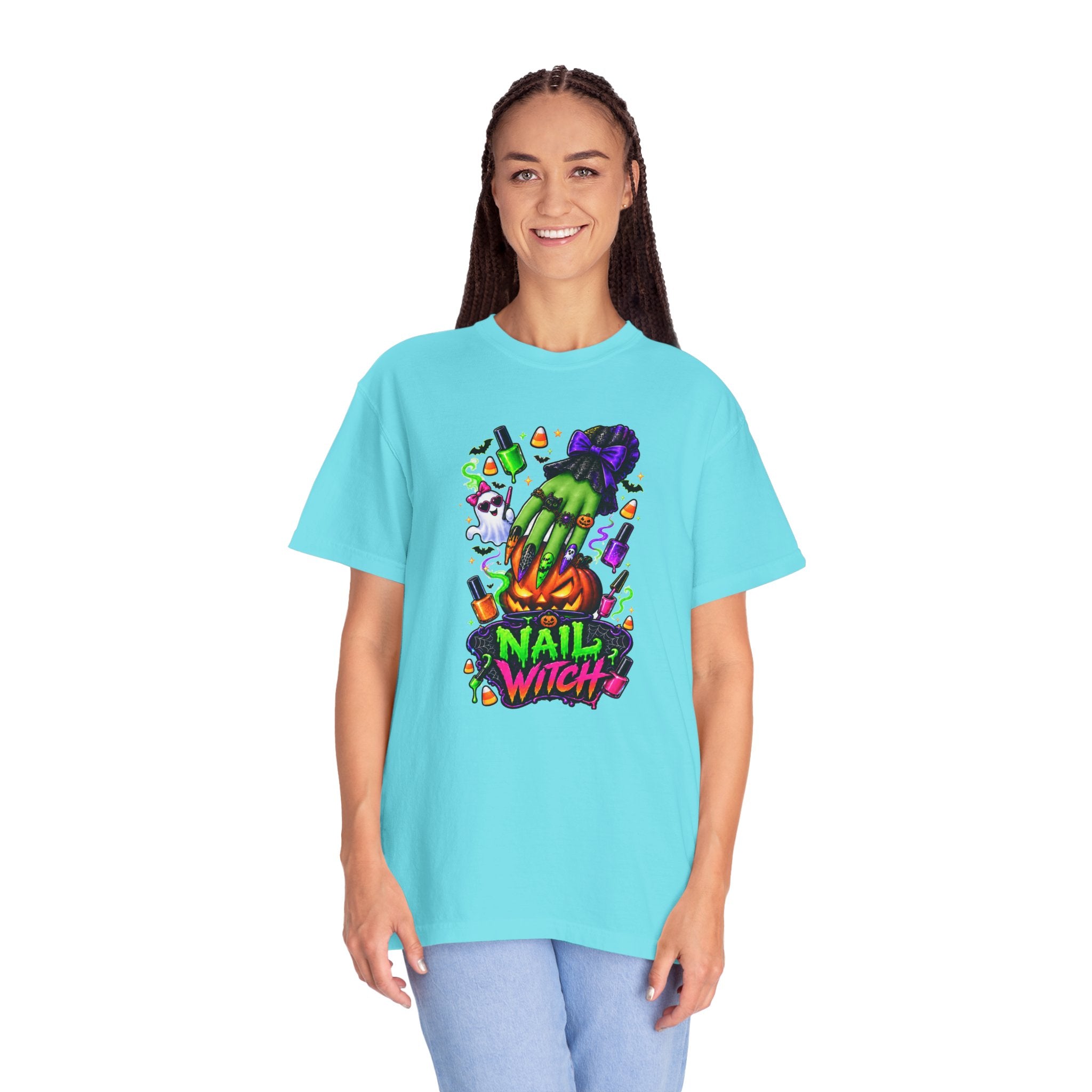 Nail Witch Halloween Tee – Adult Unisex Nail Tech & Beauty Salon Shirt