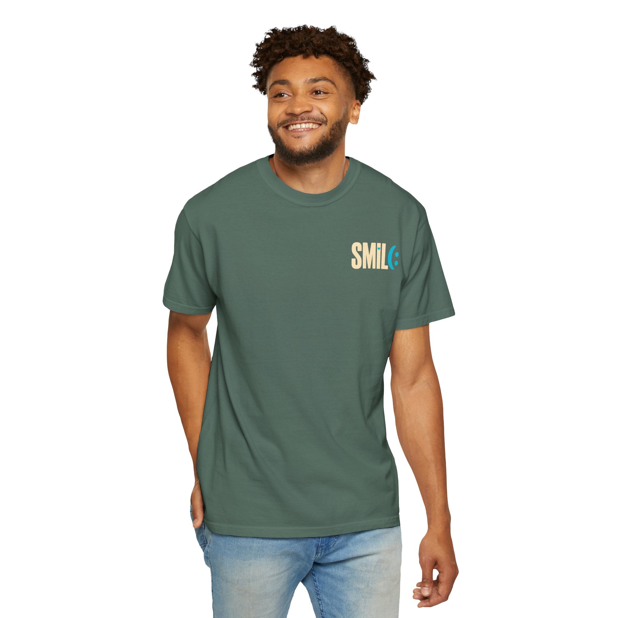 SMIL(: IT’S FREE. Charcoal & Plum Front-and-Back Tee