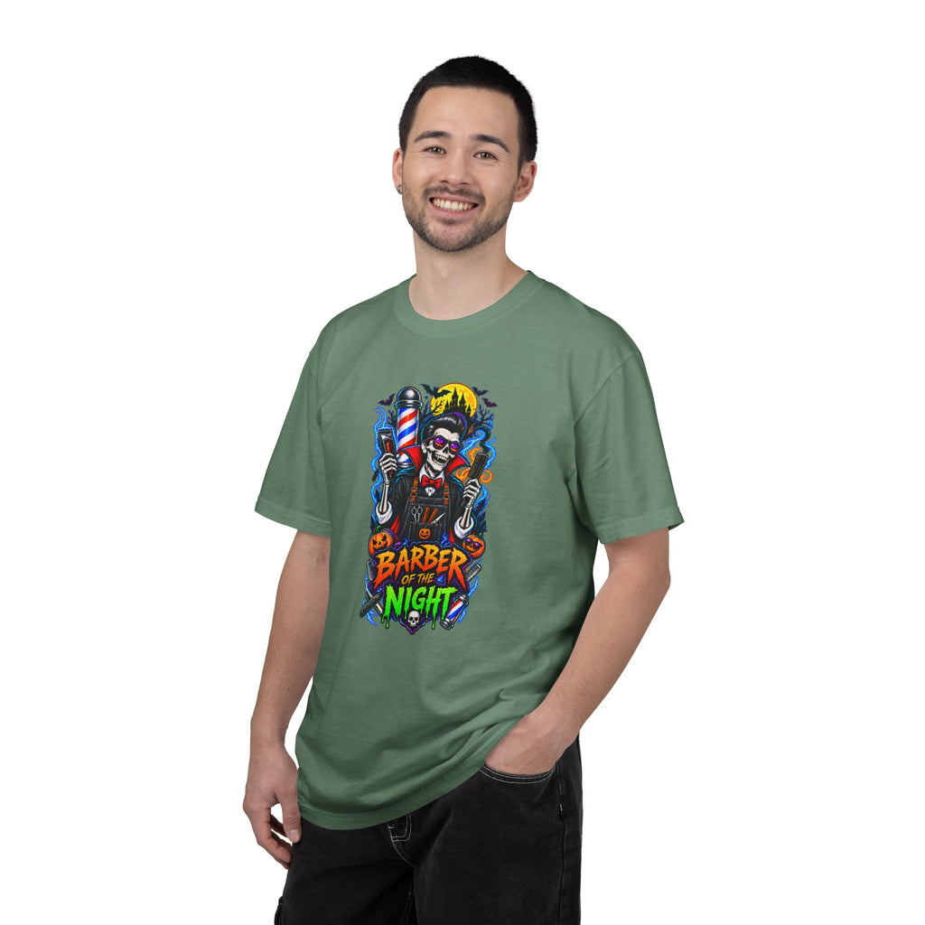 Barber of the Night Halloween Tee – Adult Unisex Barbershop Shirt