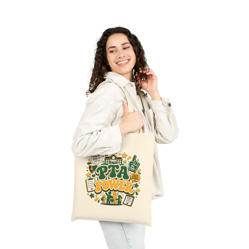 PTA Power Groovy Two-Tone School Volunteer Spirit Wear - Canvas Tote Bag