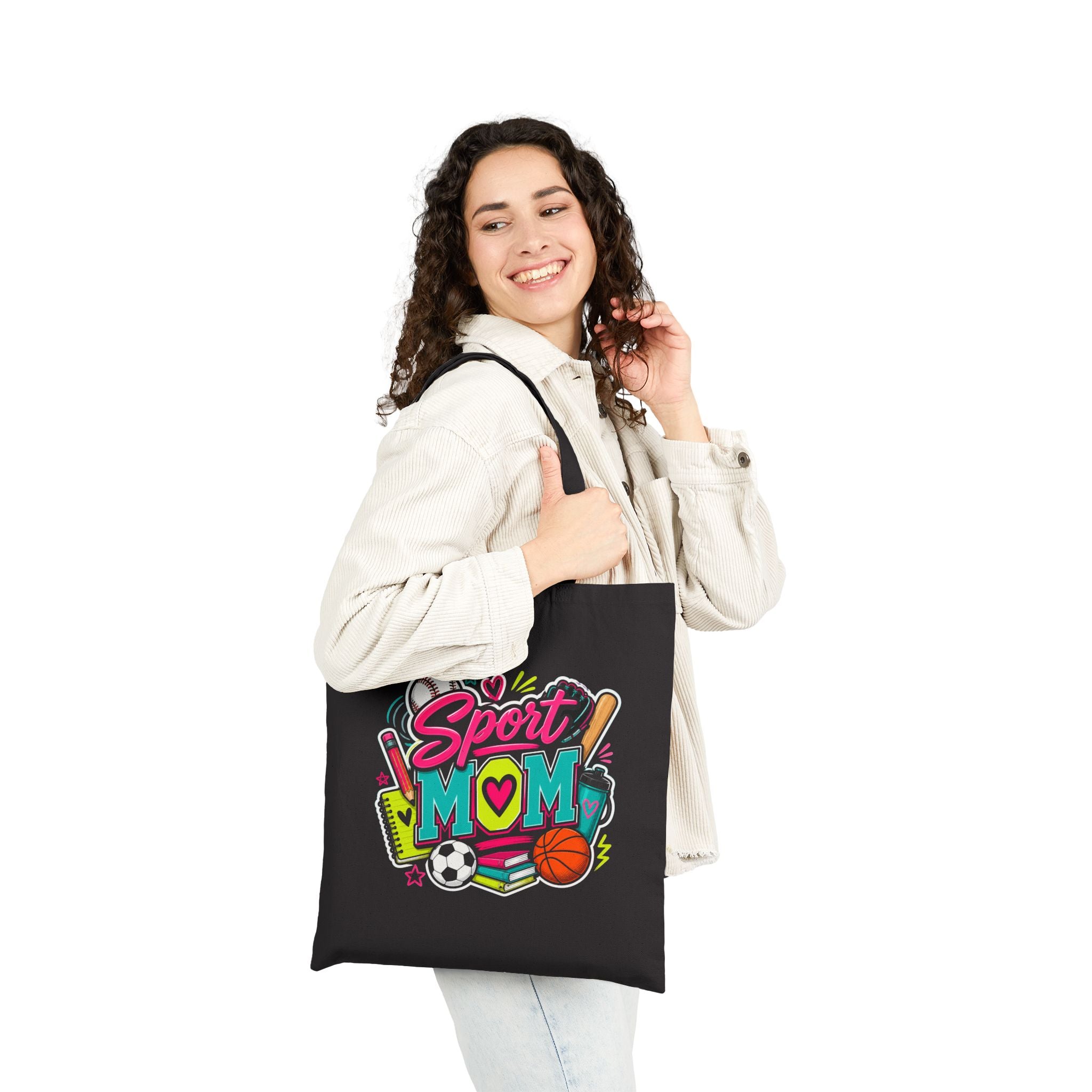 Sport Colorful Athletic Mom Gift for Baseball, Soccer and Basketball - Canvas Tote Bag