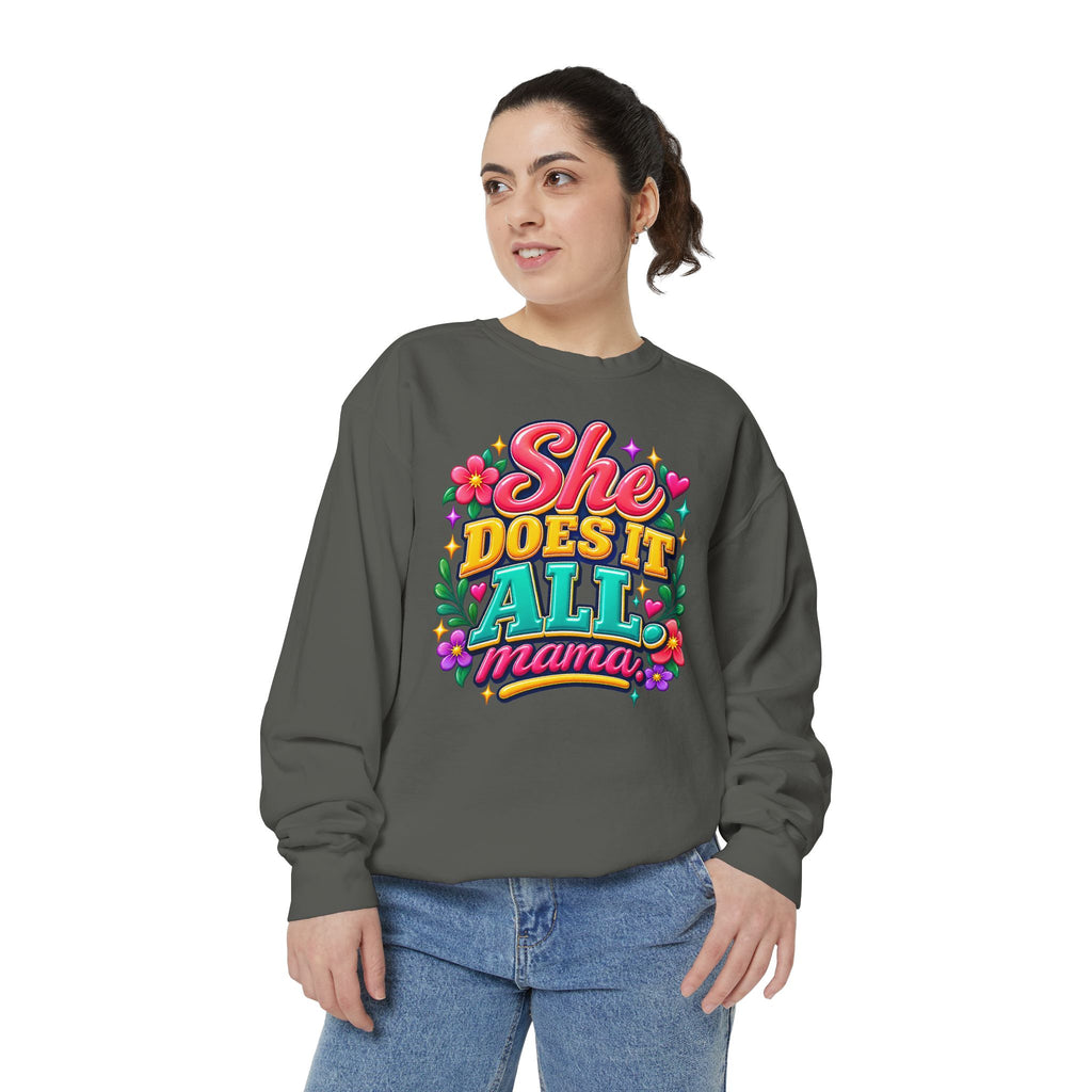 She Does It All Mama Sweatshirt — Floral Mom Appreciation Crewneck