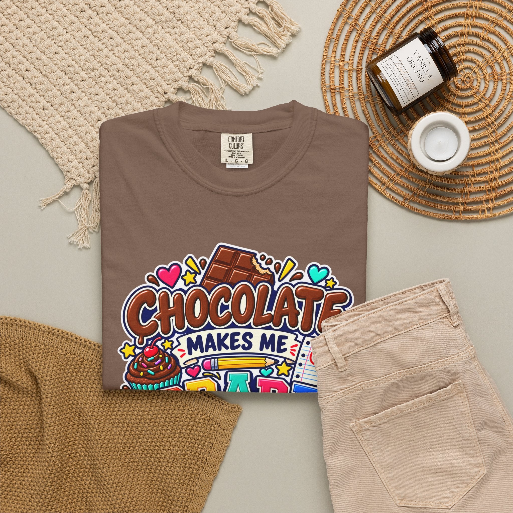 Chocolate Makes Me Grade Better Heavyweight Tee 🍫📚✏️