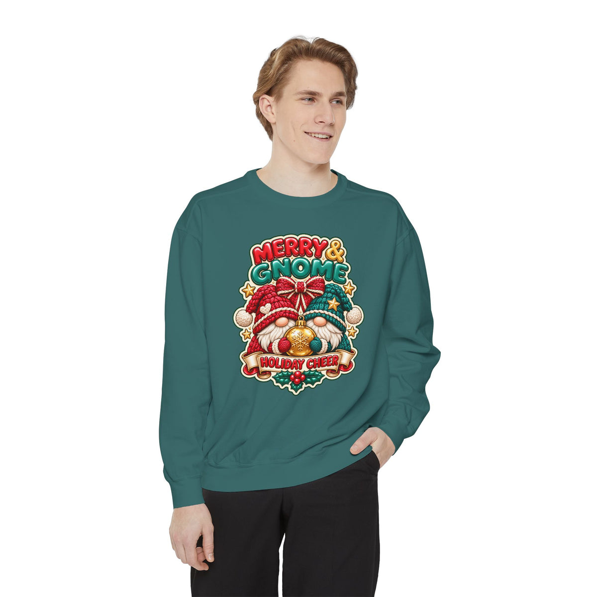 Merry and Gnome Holiday Cheer Sweatshirt — Cute Christmas Design