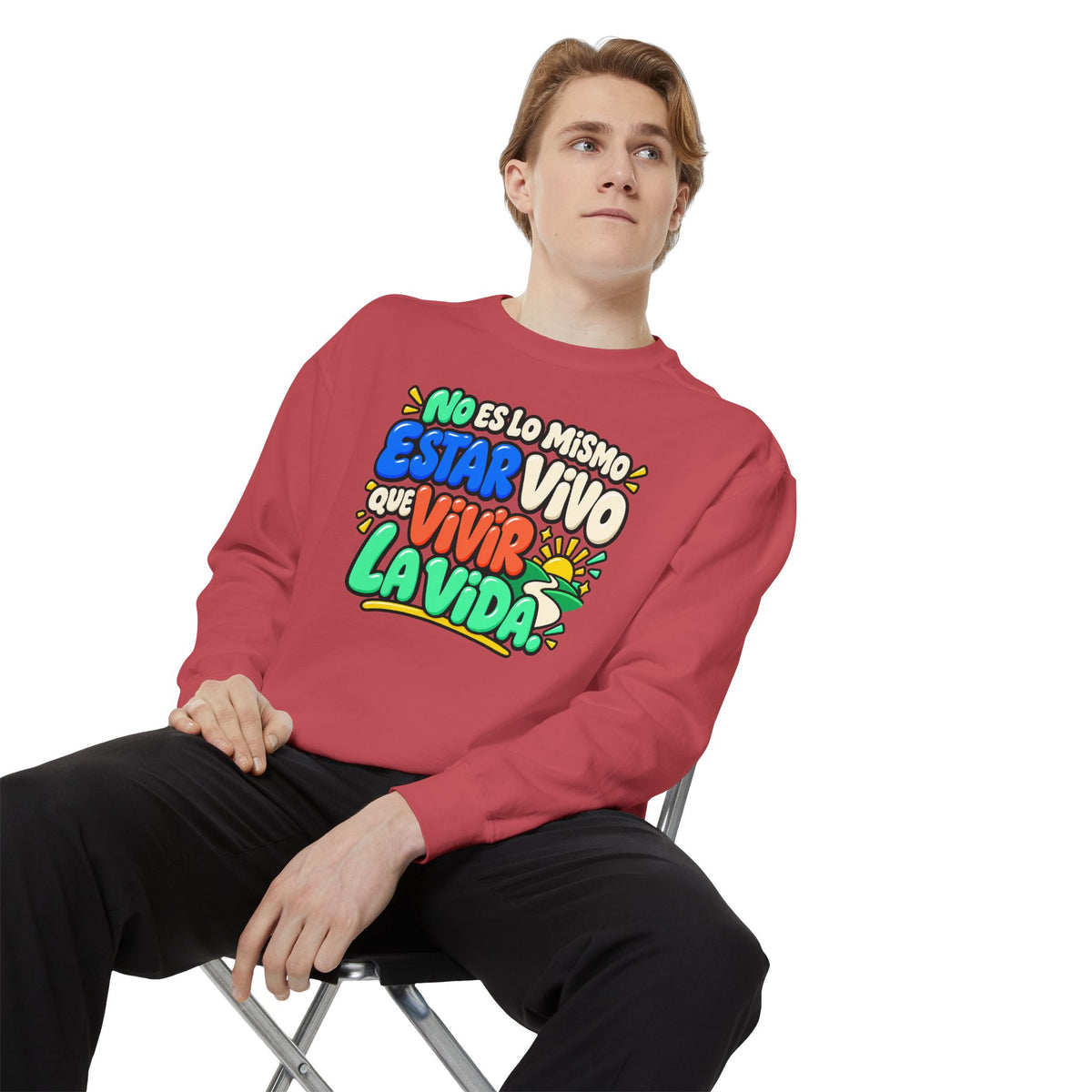No Es Lo Mismo Estar Vivo Que Vivir la Vida Sweatshirt | Spanish Inspirational Crewneck 🌅✨