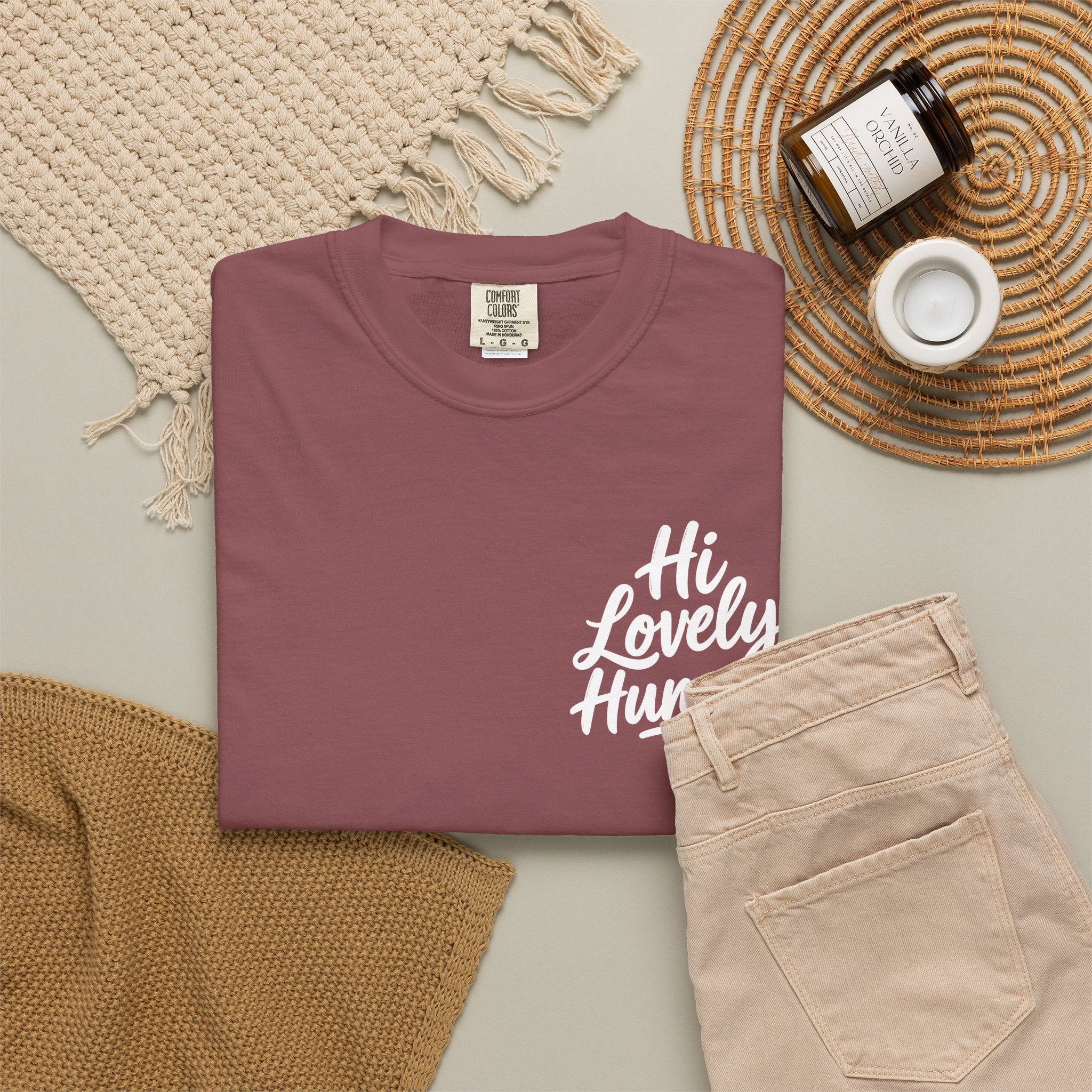 Hi Lovely Human — Inspirational Garment-Dyed Adult T-Shirt