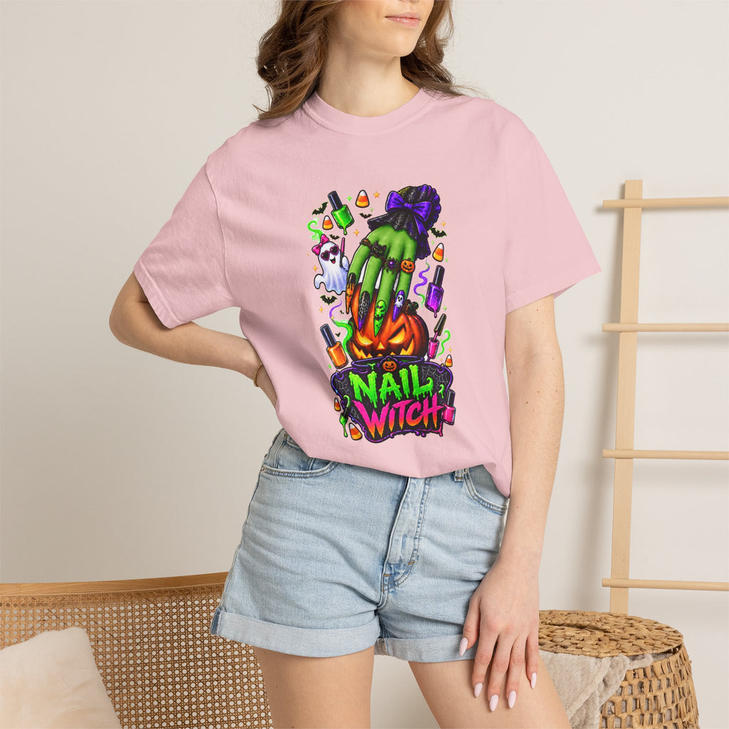 Nail Witch Halloween Tee – Adult Unisex Nail Tech & Beauty Salon Shirt