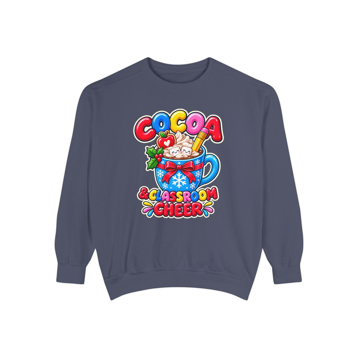 Cocoa and Classroom Cheer Christmas Sweatshirt ☕🍎❄️