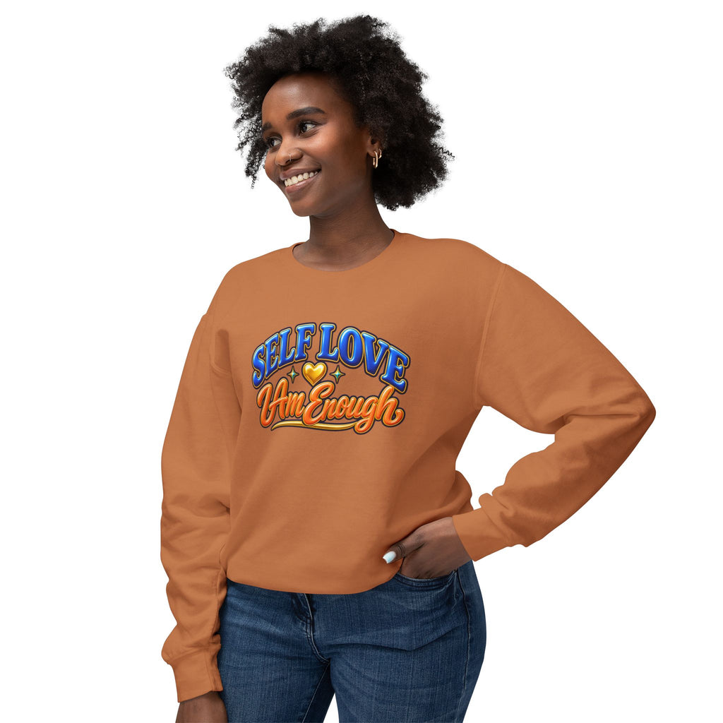 Self Love "I Am Enough" Crewneck Sweatshirt — Retro Positive Message Pullover