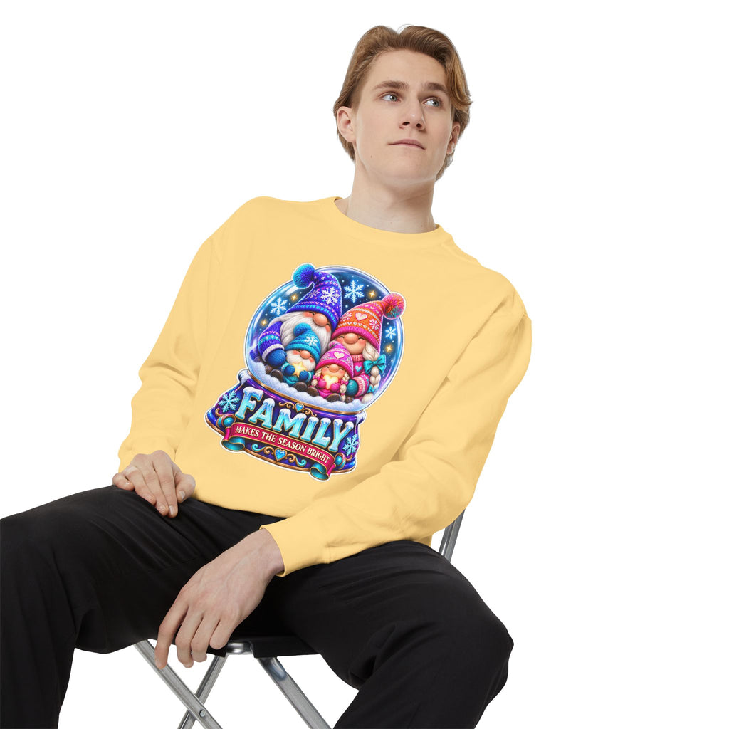 Family Gnome Christmas Sweatshirt "Family Makes the Season Bright"