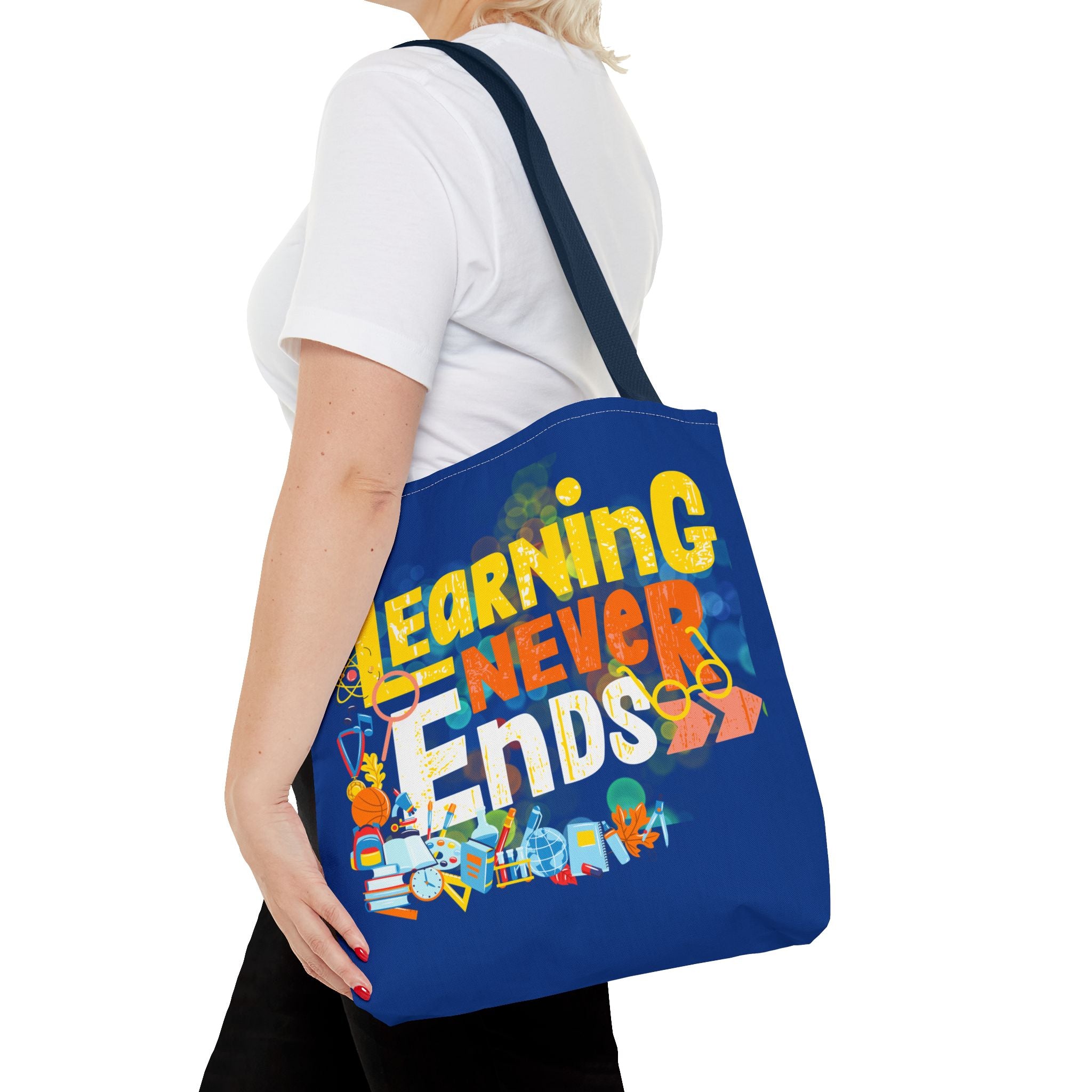 Learning Never Ends - Great Things Await Tote Bag (AOP)