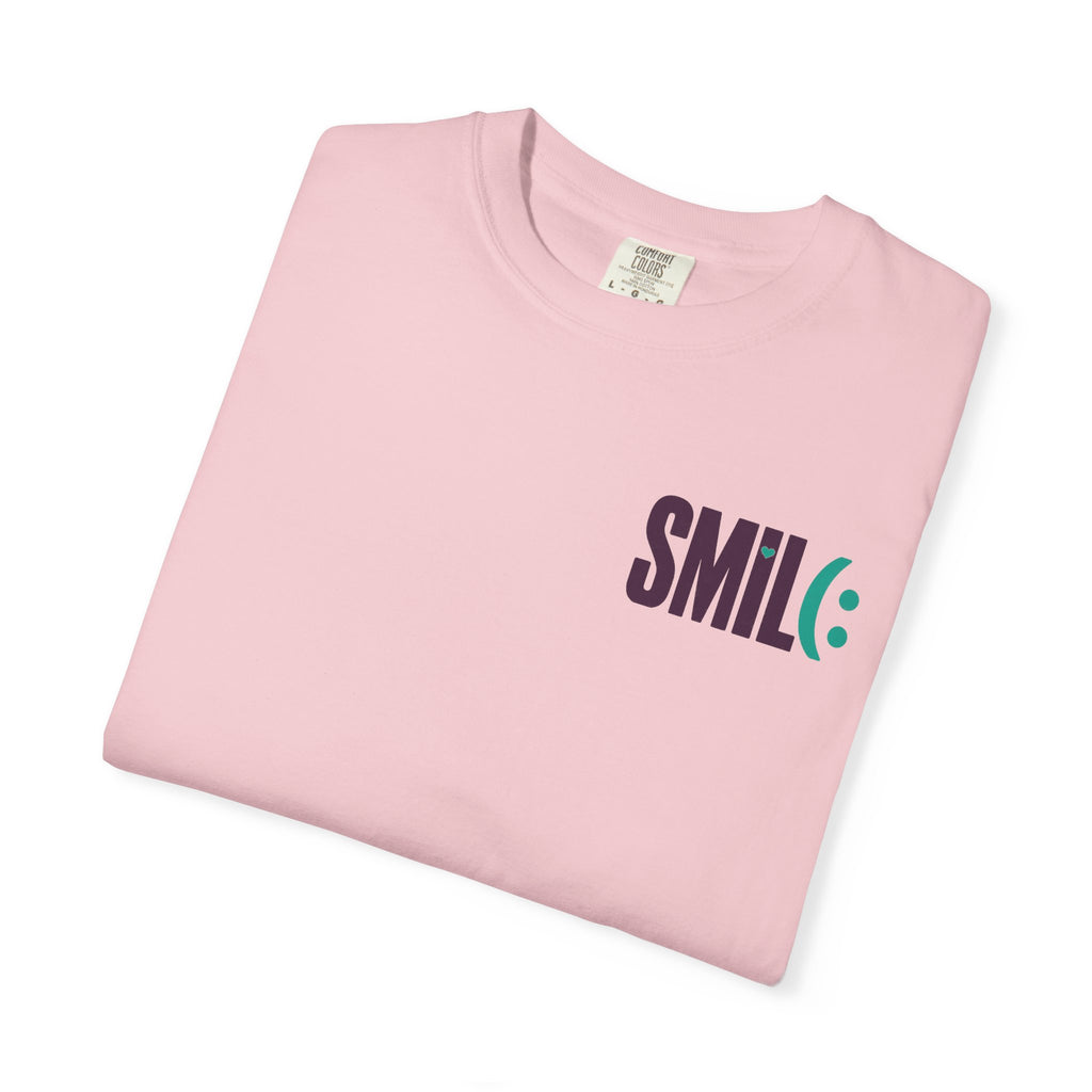 SMIL(: IT’S FREE. Front & Back Garment-Dyed Graphic Tee