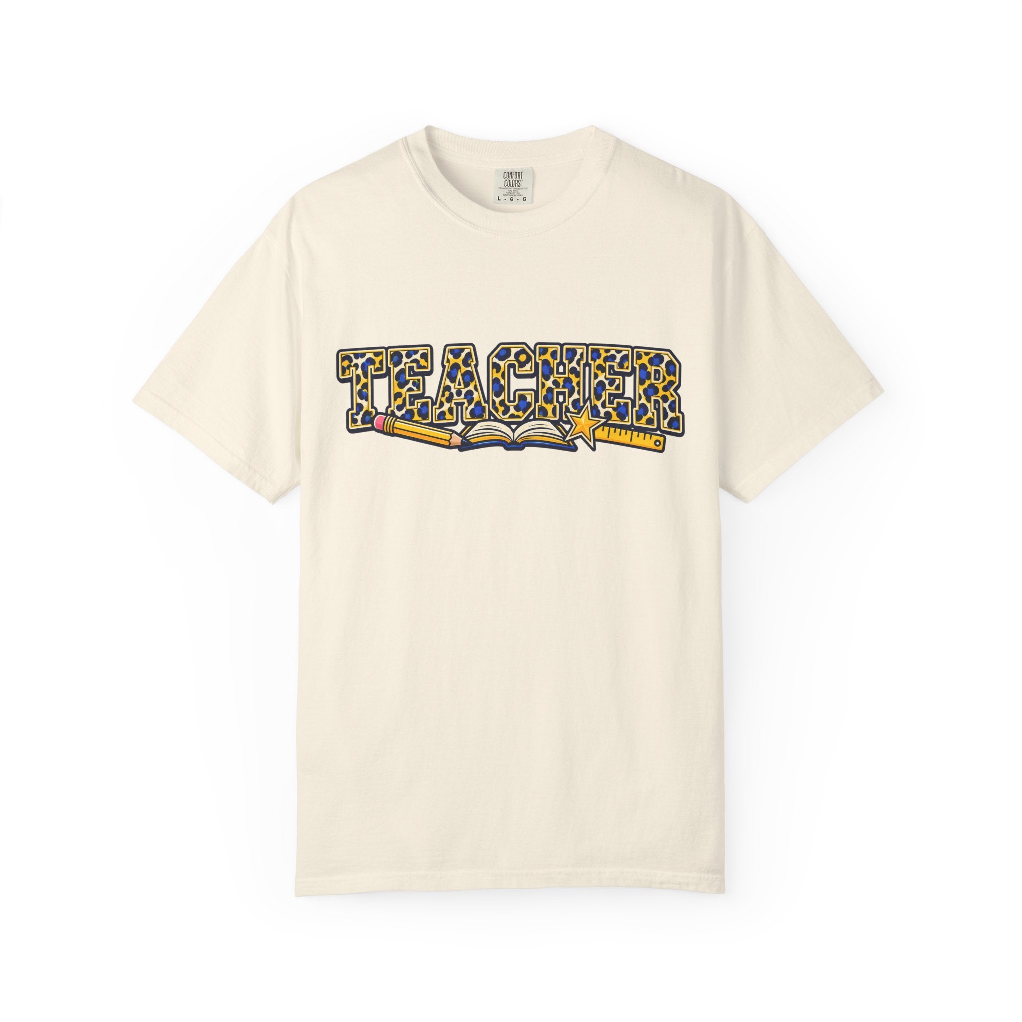 Leopard Print Teacher Comfort Colors® Heavyweight Tee 🍎✏️