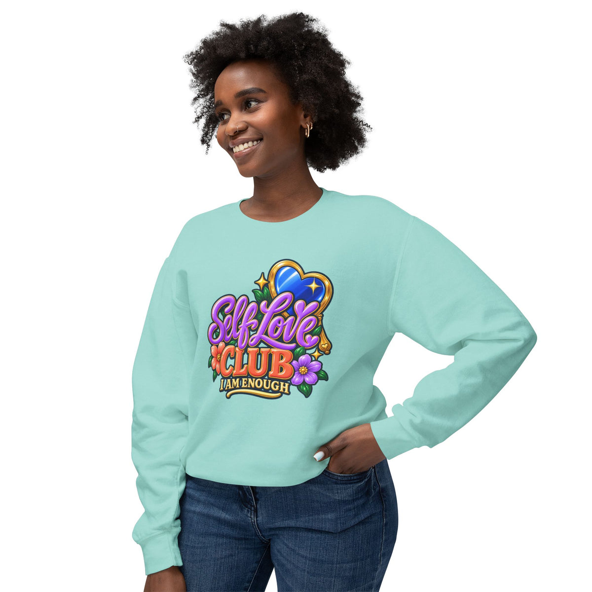 Self Love Club Sweatshirt — "I Am Enough" Graphic Crewneck 💙✨