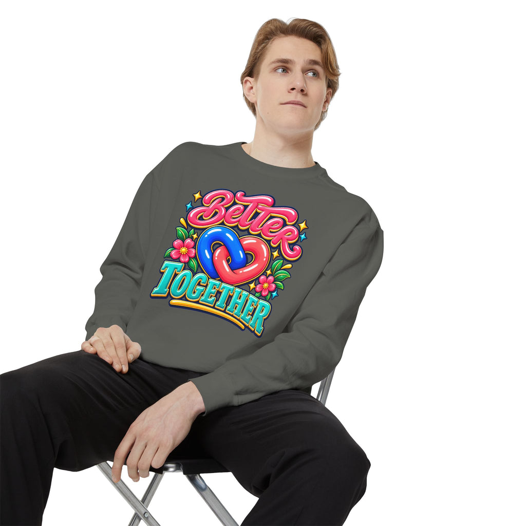 Better Together Heart Sweatshirt — Yellow & Aqua