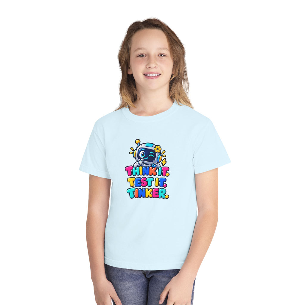 🤖 Think It. Test It. Tinker." Robot STEM Graphic Kids Tee