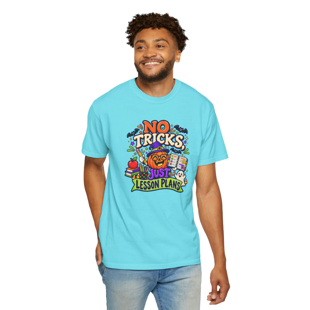 Halloween Teacher T-Shirt - "No Tricks, Just Lesson Plans"