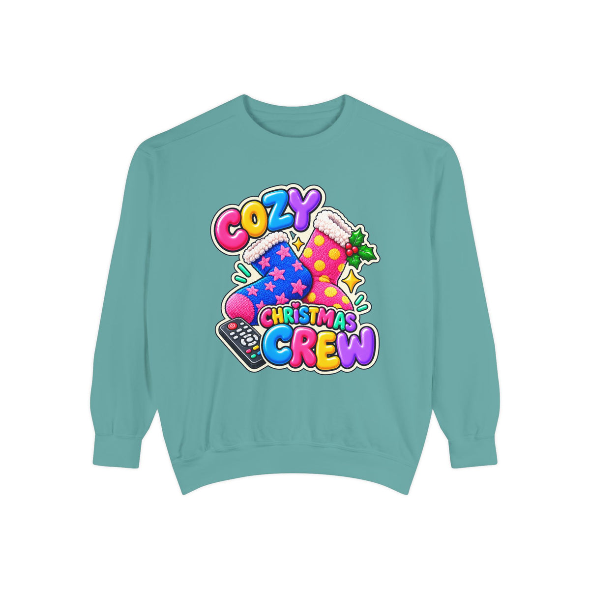 Cozy Christmas Crew Crewneck Sweatshirt 🧦🎄📺