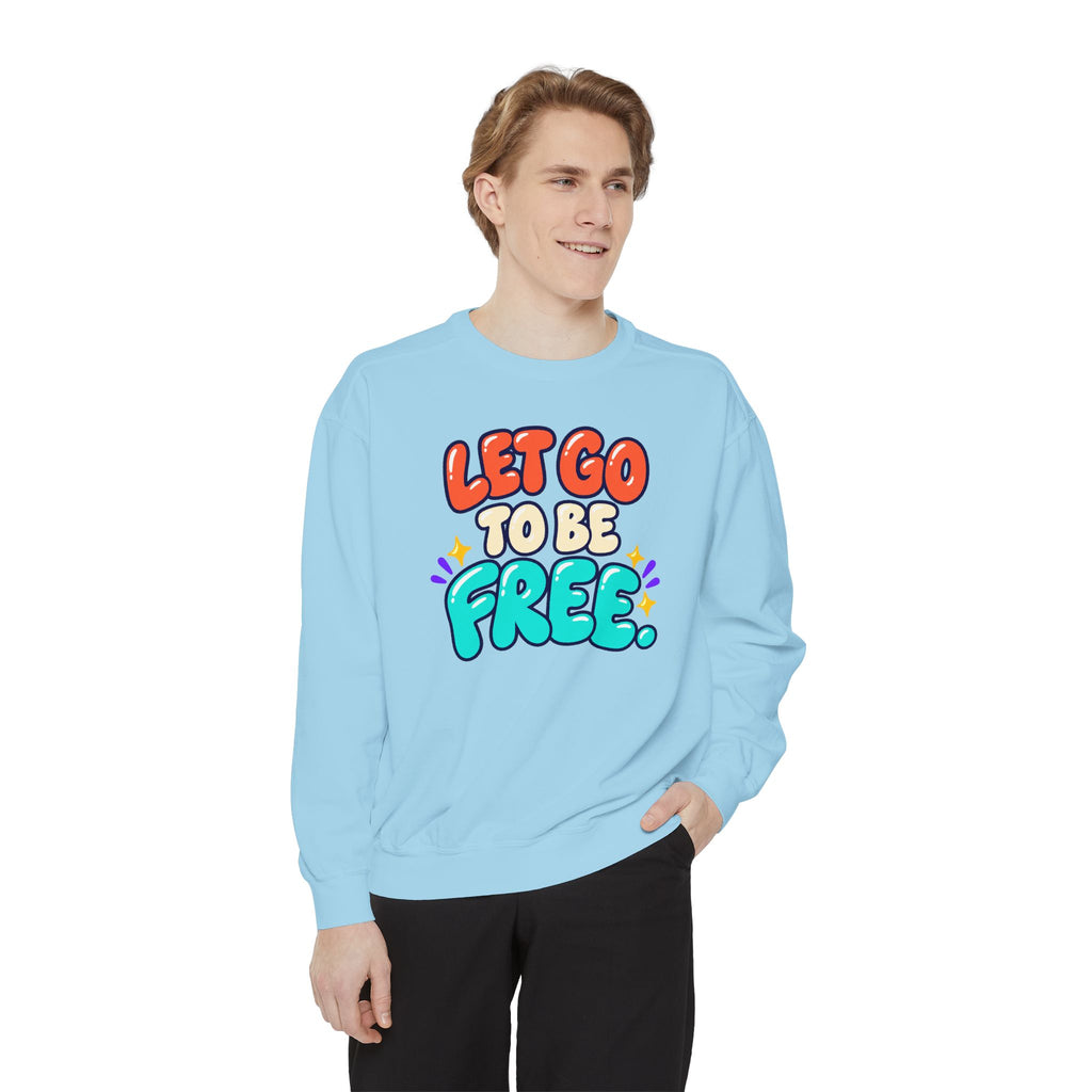 Let Go to Be Free Relaxed-Fit Sweatshirt — Lavender & Gray