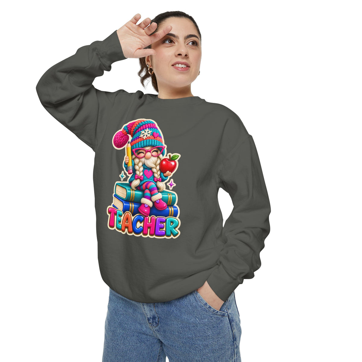 Teacher Gnome Book Lover Holiday Sweatshirt