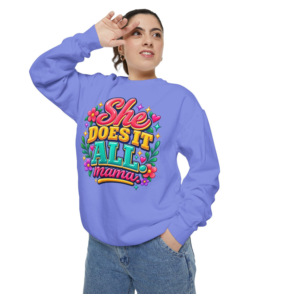 She Does It All Mama Sweatshirt — Floral Mom Appreciation Crewneck