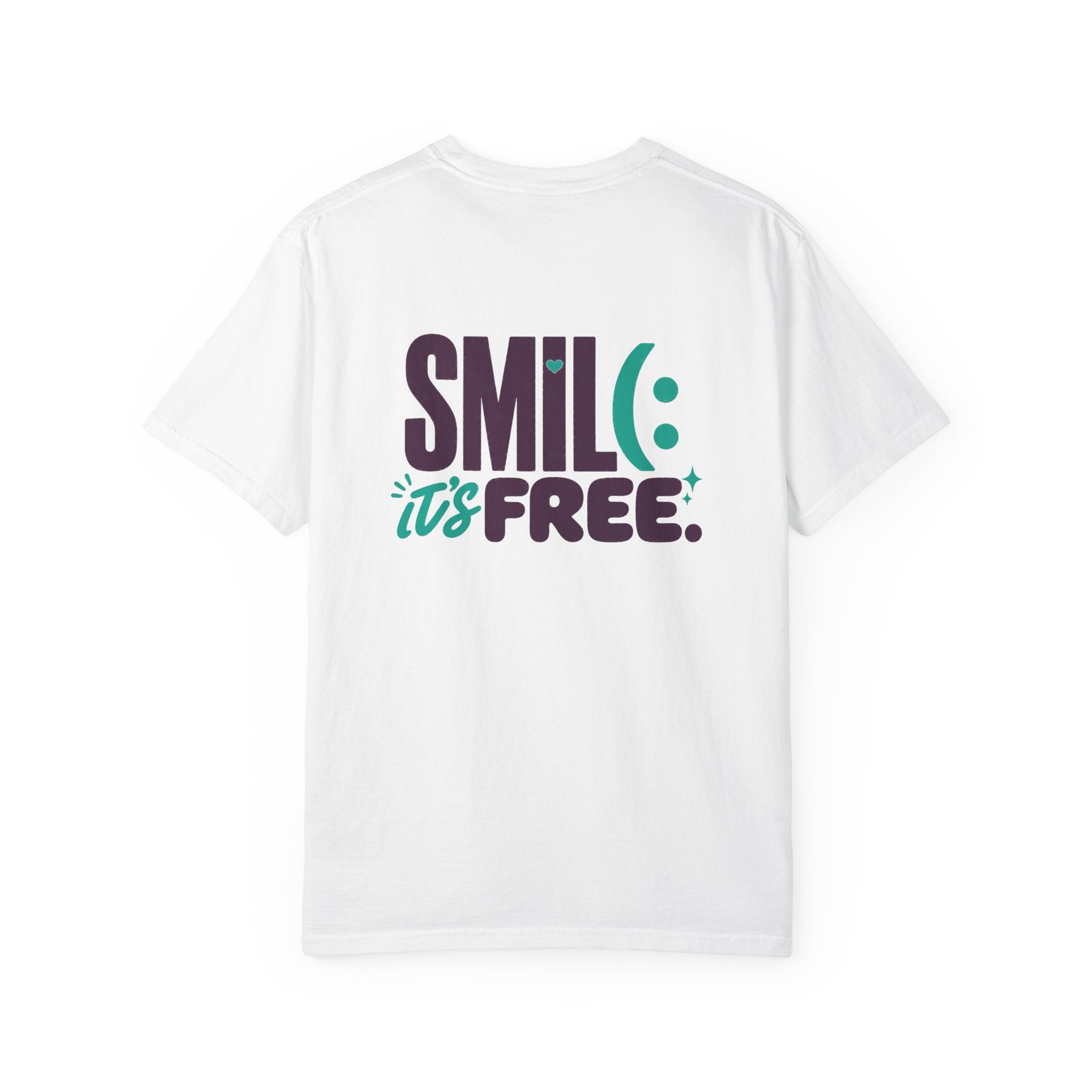 SMIL(: IT’S FREE. Front & Back Garment-Dyed Graphic Tee