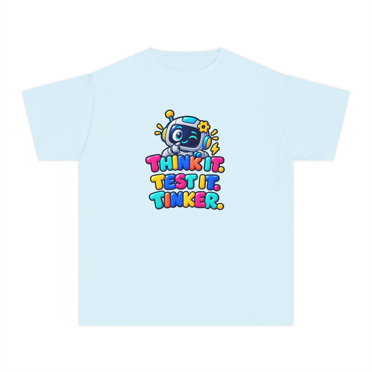 🤖 Think It. Test It. Tinker." Robot STEM Graphic Kids Tee