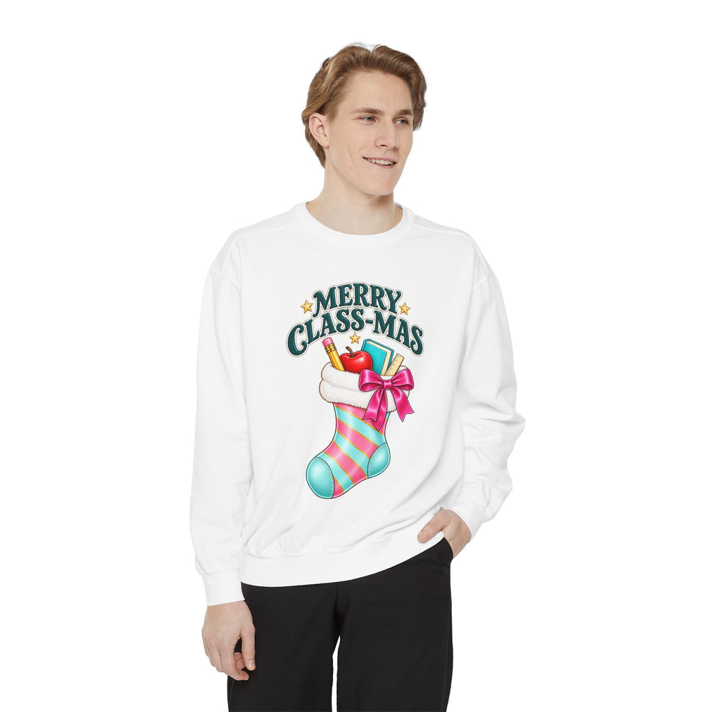 Merry Class-mas Sweatshirt — Christmas Teacher Holiday Stocking Crewneck